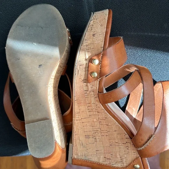 Guess Brown Cork Wedge Sandals size 8 - Picture 8 of 12